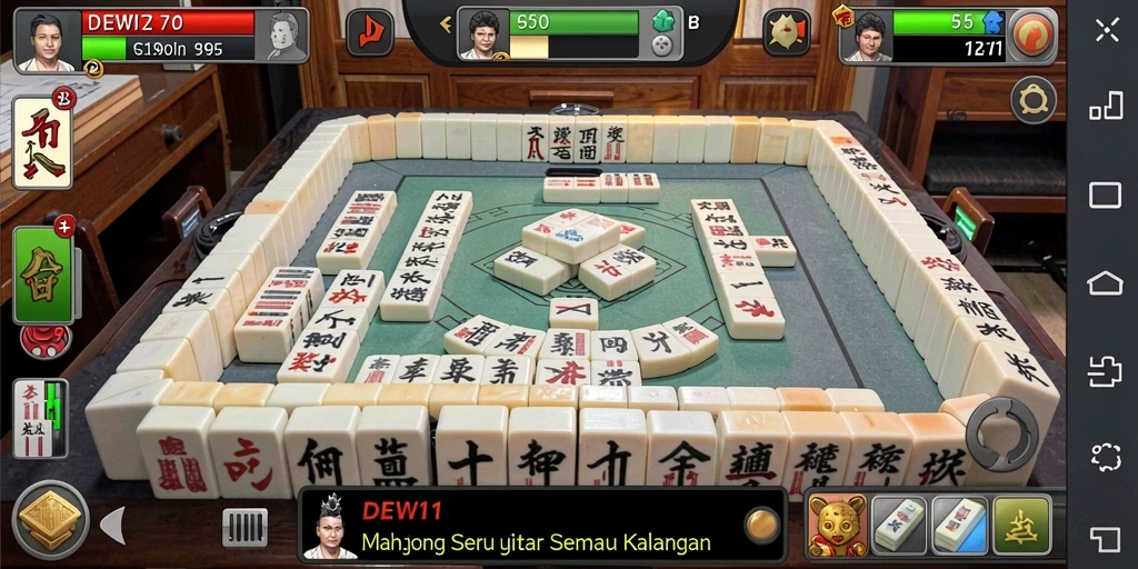 Tampilan gameplay seru DEWI11 dalam permainan Mahjong.