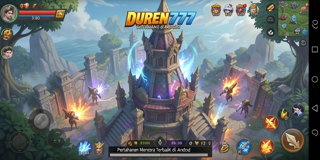 Screenshot gameplay DUREN777 yang menampilkan aksi menara pertahanan yang seru.