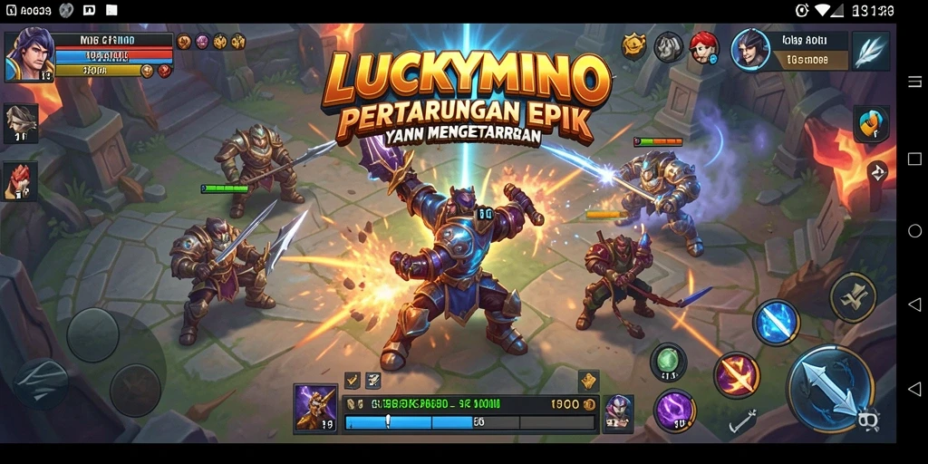 Tangkapan layar LUCKYMINO menampilkan duel pertarungan yang menegangkan.