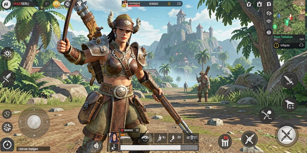 Screenshot menunjukkan pemain menjelajahi pemandangan menakjubkan di MAXSERU.