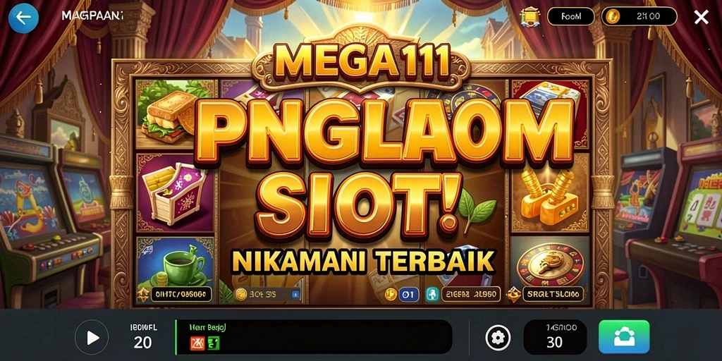 Tampilan gameplay MEGA111 dengan mesin slot yang menarik.