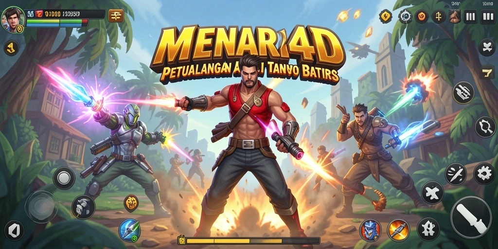 Tangkapan layar MENARA4D menampilkan aksi mendebarkan di level permainan.