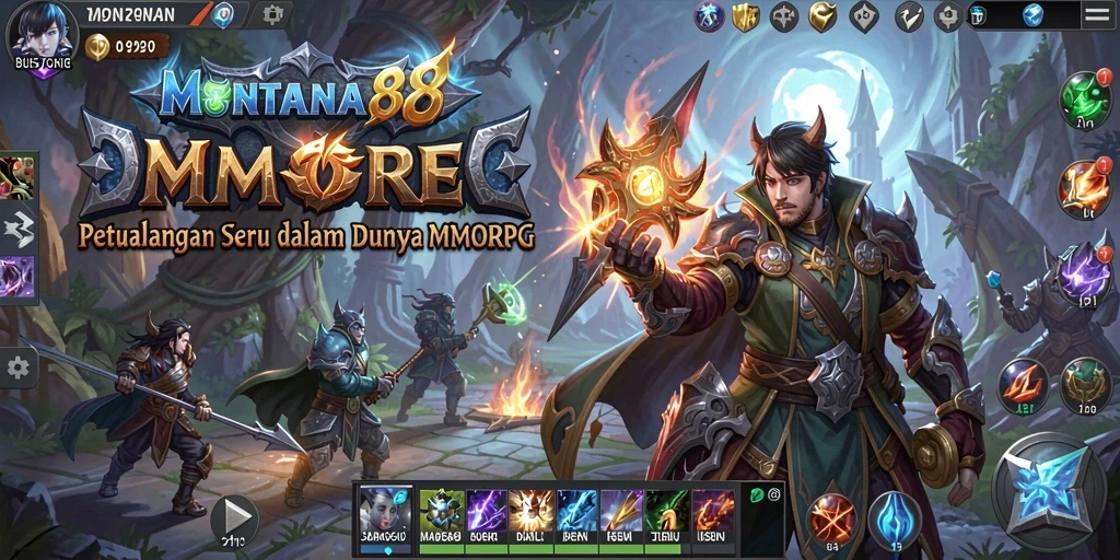 Screenshot gameplay MONTANA88 menampilkan pertempuran yang mendebarkan di dunia MMORPG.