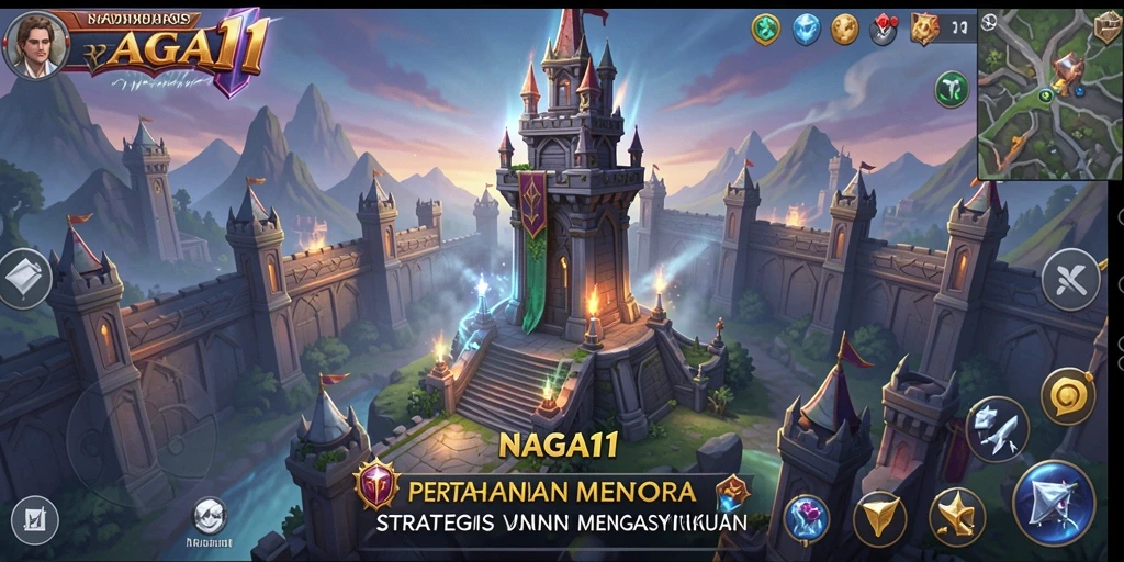 Tampilan mendebarkan gameplay Tower Defense NAGA11 saat melawan gelombang musuh.
