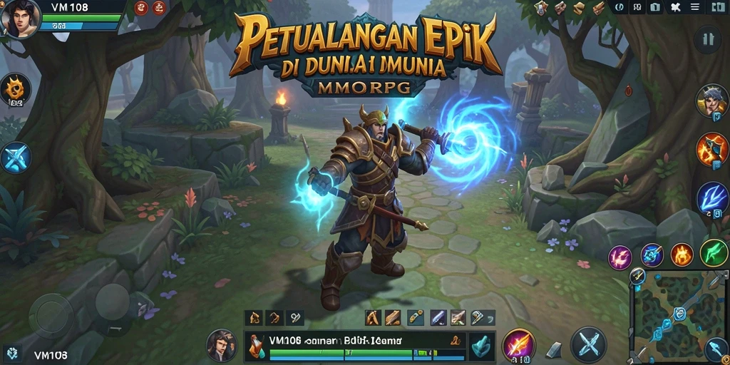 Tangkapan layar VM108 yang menampilkan pertarungan epik antar karakter di dunia MMORPG.