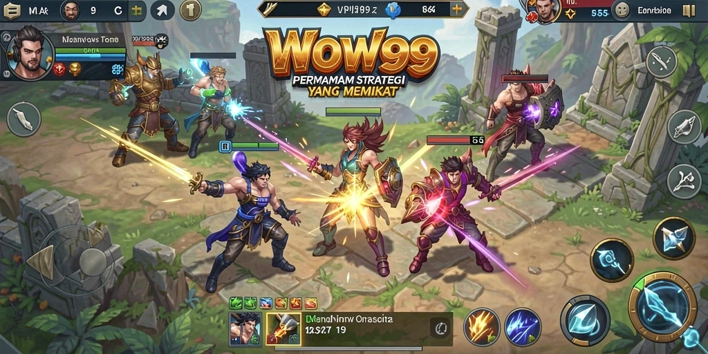 Tampilan gameplay WOW99 dengan pertempuran strategis yang mendebarkan.